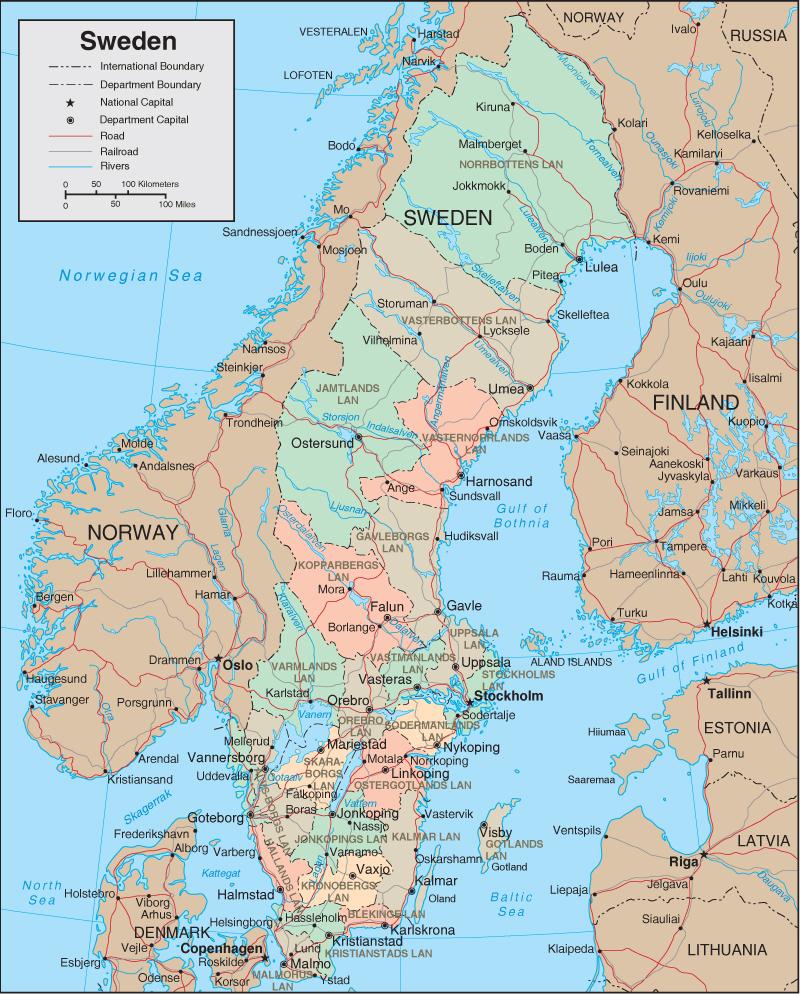 印刷用地図のスウェーデン スウェーデンの地図を印刷 北欧のヨーロッパ