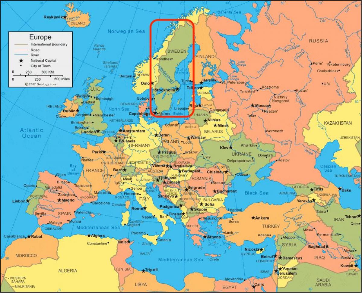 スウェーデンのヨーロッパの地図 地図の欧州スウェーデン北部欧州 欧州