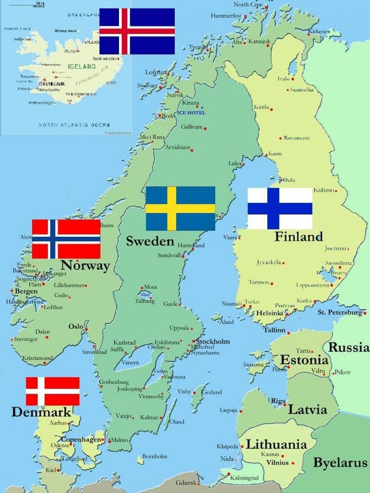 スウェーデンの地図や周辺国 スウェーデンサラウンド国地図 北欧のヨーロッパ