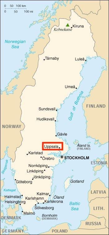 ウプサラスウェーデンの地図