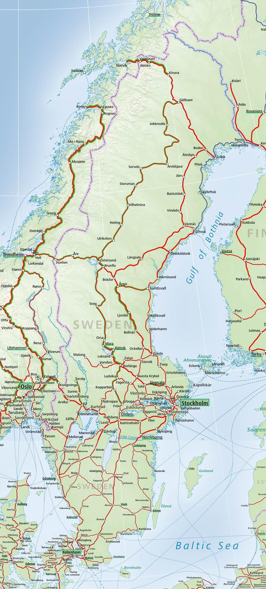 レールスウェーデンの地図