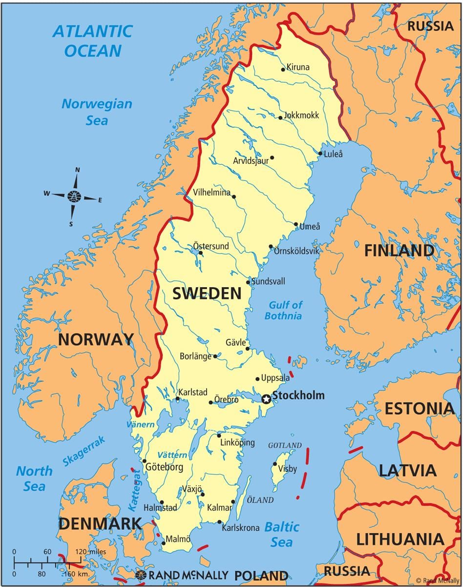 スウェーデンの地図