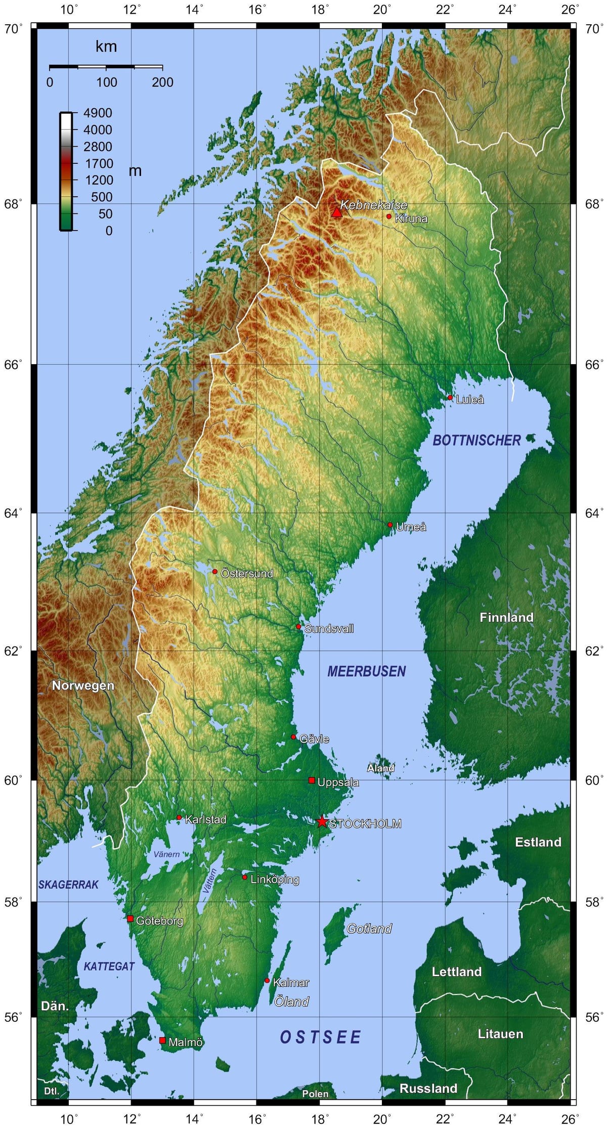 地形図のスウェーデン