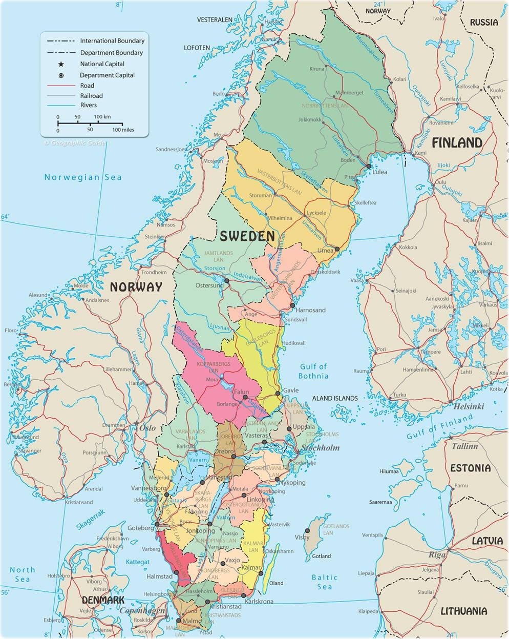 政治地図のスウェーデン