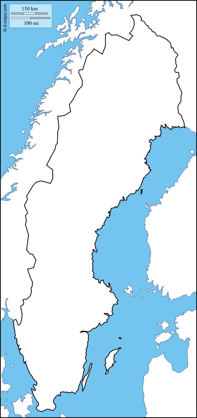 白地図のスウェーデン