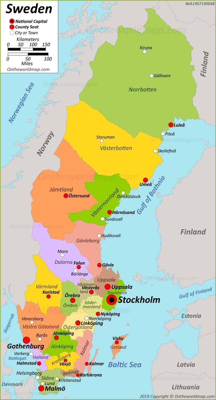 資本スウェーデンの地図
