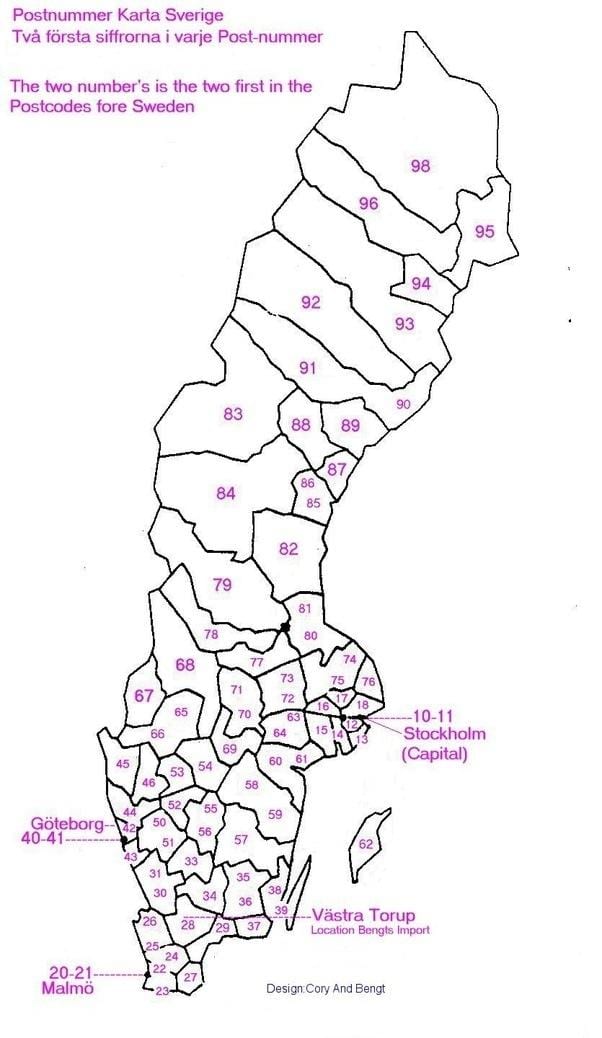 地図のスウェーデンの郵便番号