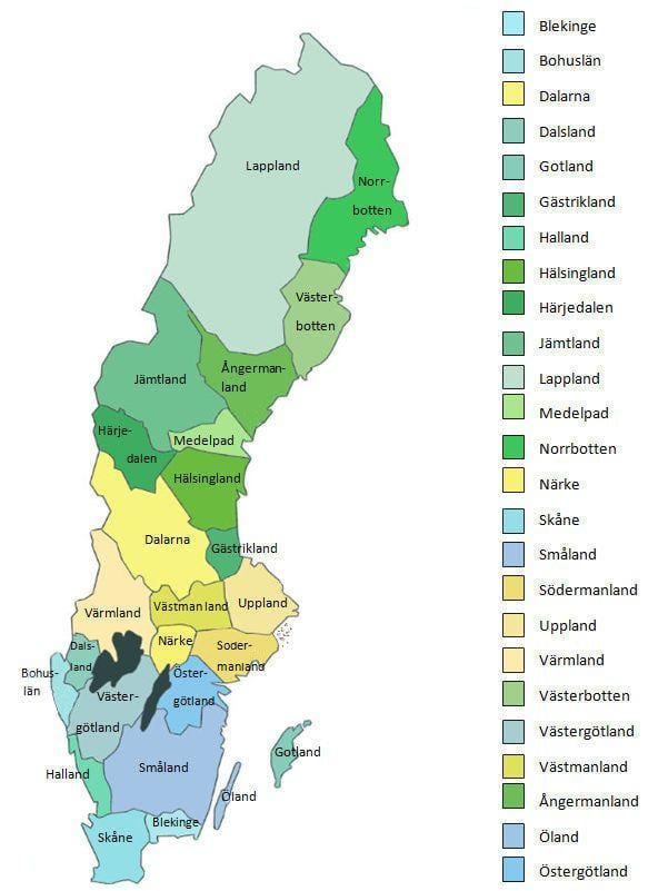 地図のスウェーデン州
