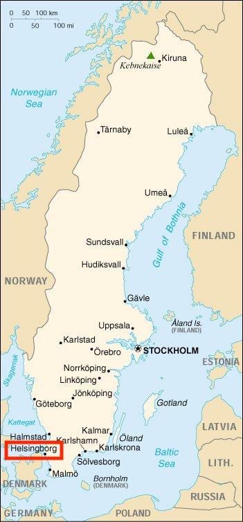 地図のヘルシングボリスウェーデン