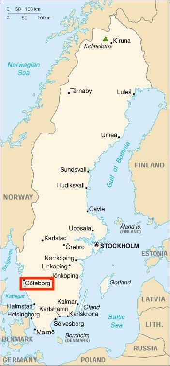 スウェーデンのヨーテボリ地図