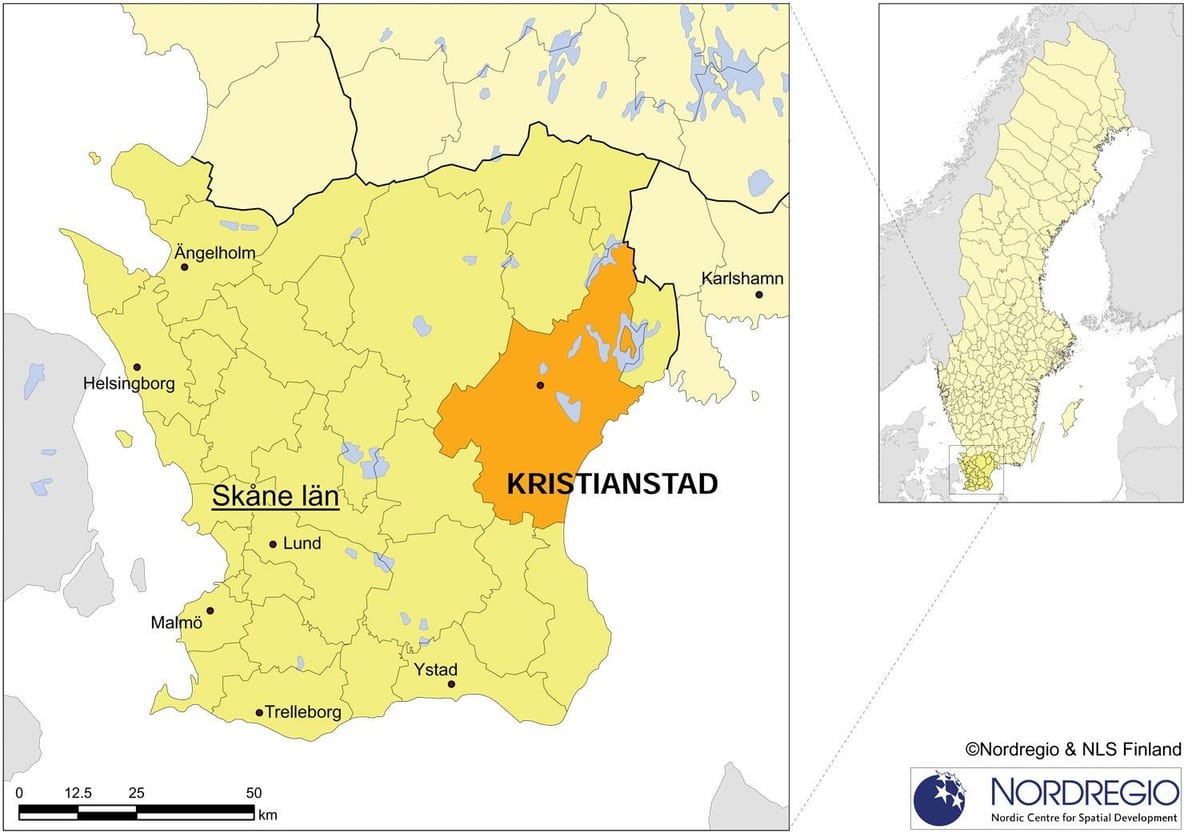 地図Kristianstadスウェーデン