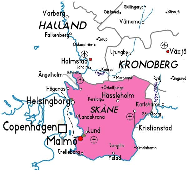 地図Skaneスウェーデン