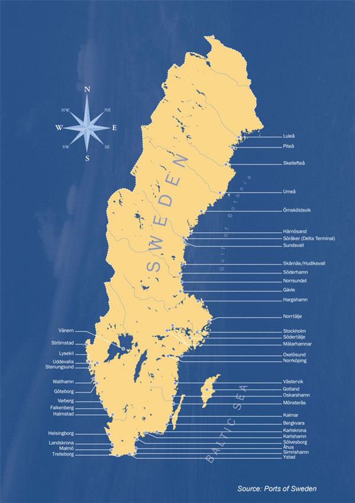地図のスウェーデンのポート