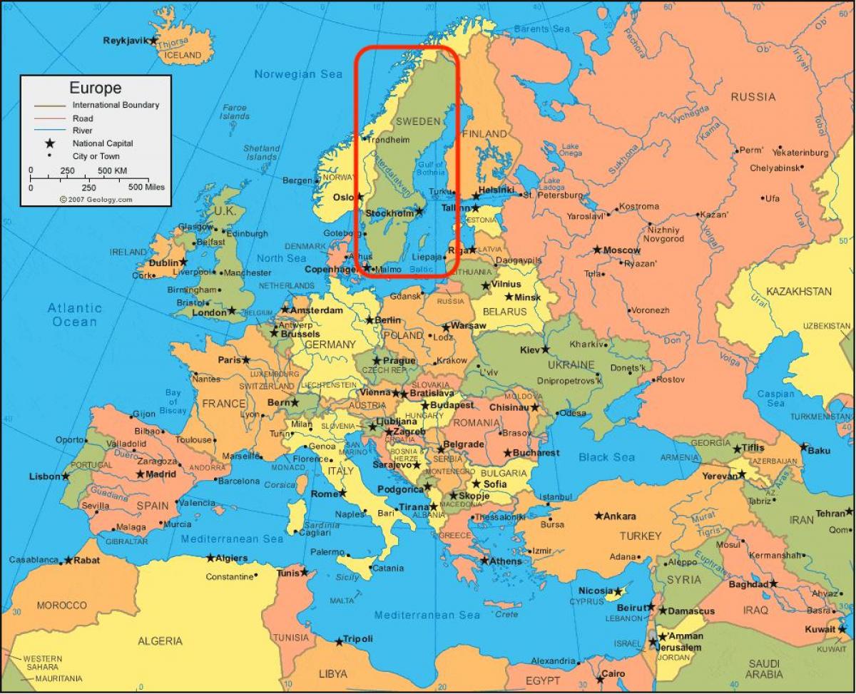 地図の欧州スウェーデン