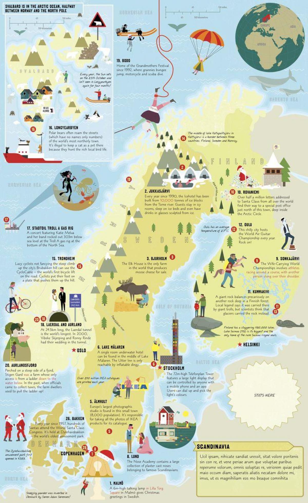 スウェーデンの魅力を地図