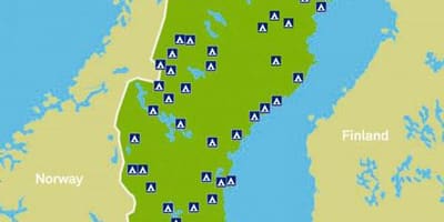 スウェーデンのキャンプ地図