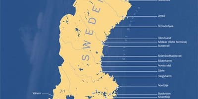 地図のスウェーデンのポート