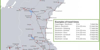 電車でスウェーデンの地図