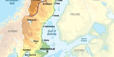 スウェーデンの地図標高