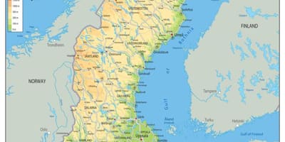 物理地図のスウェーデン