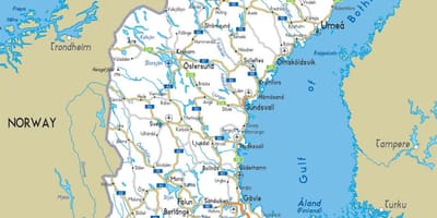 スウェーデン地図と都市
