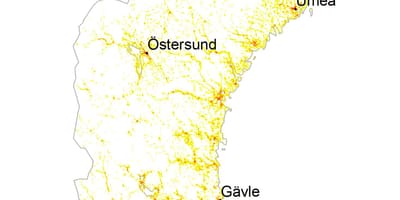 人口密度の地図のスウェーデン