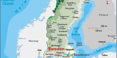 山スウェーデンの地図