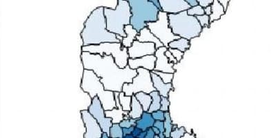 地図のスウェーデンの雨