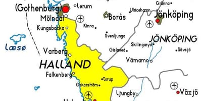 地図Hallandスウェーデン