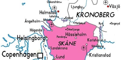 地図Skaneスウェーデン