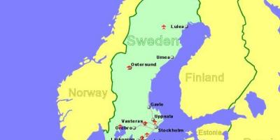 地図のスウェーデンの空港